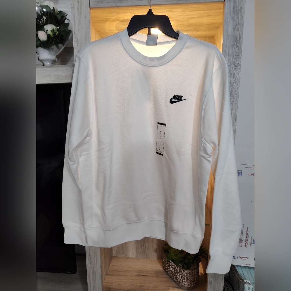 Nike White Hoodie Crew Neck SZ Men Small, XL New With Tags